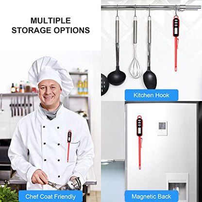LONICERA Digital Cooking Thermometer for Bread, 5-Inch Probe, Red | 2–3 second instant read, IPX6 waterproof, backlit display, ±2°F accuracy, for bread, dough, liquids, water and meat