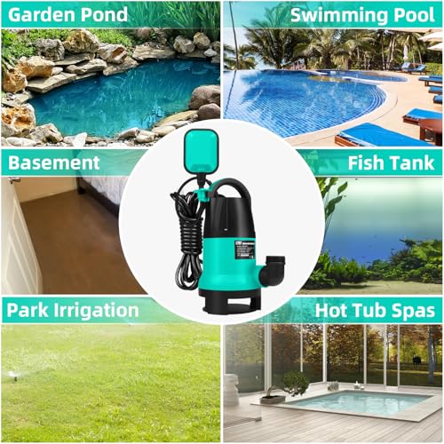 Prostormer 1HP 3700GPH Submersible Sump Pump with Automatic Float Switch | Green Water Pump, Draining Transfer Clean & Dirty Water, for Pools/Ponds/Gardens/Flooded Cellars/Aquariums/Irrigation - color: Green