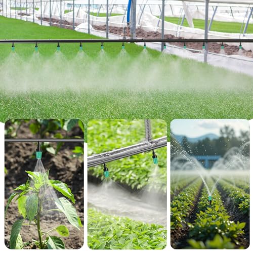 50 Pcs 1/4" Misting Nozzles Drip Irrigation Spray Emitters | Adjustable Flow 1/4 Inch Drip Irrigation Atomizing Nozzles Irrigation Sprinkler Heads for Garden Irrigation Misting System - color: Barbed Spray