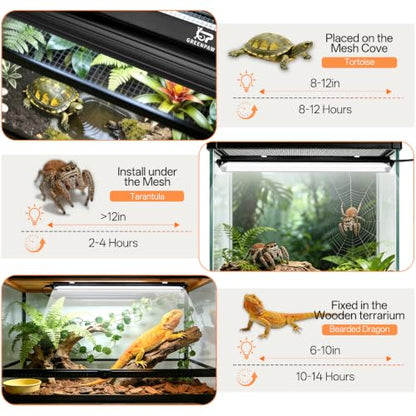 T5 Ho UVB Reptile Light Fixture Combo Kit 39W: 10.0 UVB Light for Reptiles Terrarium Hood Comes with UVB Lamp, 34'' Linear UVB Light Bar for Desert Bearded Dragon,Turtle,Gecko - UV Sensor Test Card - size: 35.4INCH-10.0