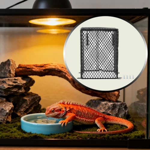 Reptile Lamp Cover, Heater Guard Heat Protector Anti Scald Cover Mesh Cage Heating Lampshade Ceramic Light Bulb Enclosure for Terrarium Chameleon Lizards Snakes (Square) - size: square