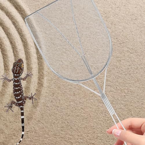 IMIKEYA Stainless Steel Reptile Sand Shovel with Wire Mesh Filter, Easy to Clean Sand Sifter Scoop for Cleaning Reptile's Box, Sturdy Silver Terrarium Cleaning Tool