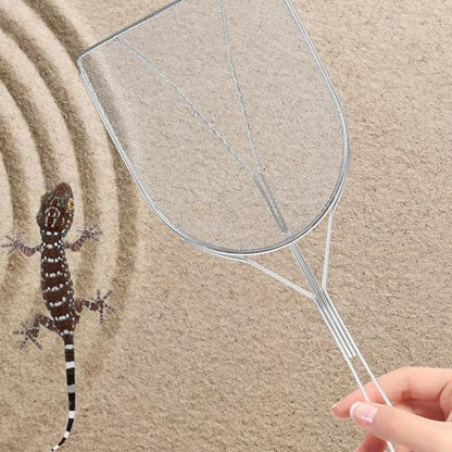 IMIKEYA Stainless Steel Reptile Sand Shovel with Wire Mesh Filter, Easy to Clean Sand Sifter Scoop for Cleaning Reptile's Box, Sturdy Silver Terrarium Cleaning Tool