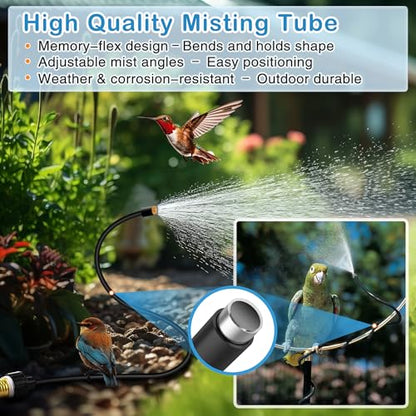 2 Pack Misters for Outside Patio, 60 Inch Flexible Hose Mister Cooling Stand Portable Water Misting for Cooling Outdoor, Mist System for Garden, Backyard, Bird Bath, Chicken Coop Water Mist (Black)