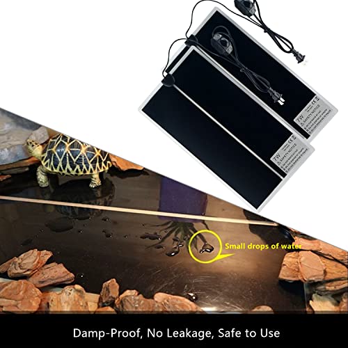 Reptile Heating Mat, 2PCS Reptile Heating Pad with Temperature Adjustment for Reptiles Tortoise Snakes Lizard Gecko Hermit Crab Amphibians - Removable Terrarium Heat Mats(7W, 6x11 inches) - size: 2PCS,7W
