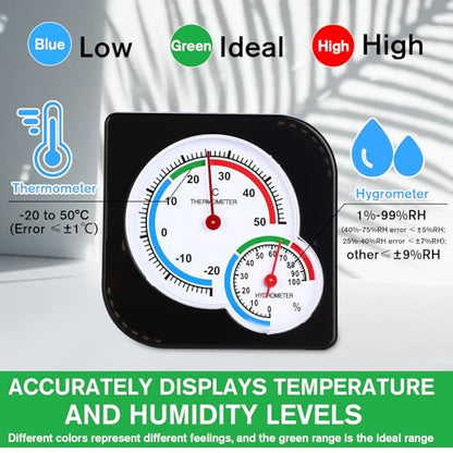 Tellegloww 20 Pcs Indoor Thermometer and Humidity Gauge Indoor Mini Thermometer Hygrometer Temperature Humidity Meter Temperature and Monitor with Pointers for Home, Kitchen, Planting Room