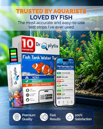 Digital Aquarium Water Test Kit, App-Enabled 10-in-1 Fish Tank Test Kit for Freshwater & Saltwater, Aquarium Test Strips for Fish Tanks, Reef, pH, Ammonia, Nitrate, Nitrite, GH, KH, Chlorine