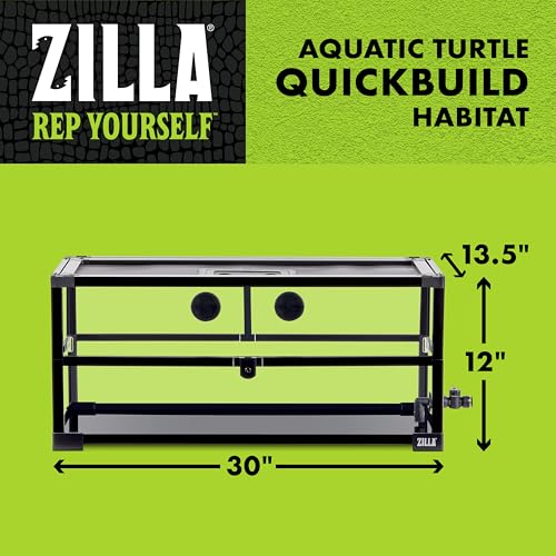 Zilla QuickBuild Aquatic Turtle 20 Gallon Long Size Holds 9 Gallons of Water Glass Terrarium Habitat, 30" x 12" x 13.5" - size: 30" x 12" x 13.5"