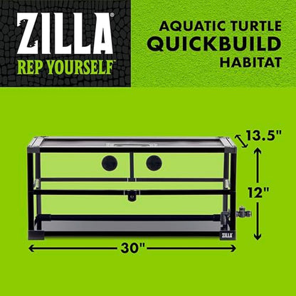 Zilla QuickBuild Aquatic Turtle 20 Gallon Long Size Holds 9 Gallons of Water Glass Terrarium Habitat, 30" x 12" x 13.5" - size: 30" x 12" x 13.5"