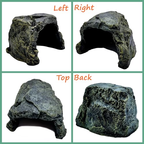 M2cbridge Aquarium Fish Hide Cave Reptile Terrarium Habitat Decor Rock | Natural colors careful craft, perfect resting spot, solid and sturdy - style: Rustic