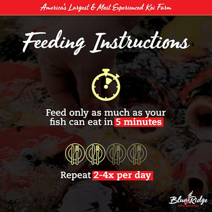 Blue Ridge Koi Fish Food 14lb - Koi Food 3/16” Large and Mini Blend Growth Formula, Goldfish Food, Premium Fish Food for Ponds, Ponds Fish Food, Floating Pond Pellets - size: 14 Pound (Pack of 1)