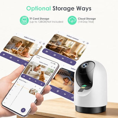 YOTON Indoor Security Camera 4pcs, 2K 360° Wi-Fi Baby Monitor & Pet Camera w/Motion Tracking, 2-Way Audio, Night Vision, SD/Cloud, Compatible with Alexa & Google Home, 2.4/5GHz - size: 4-pack