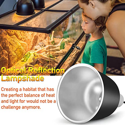 Reptile Reflector Dome Lamp Fixture, 5.5 inch Deep Polished Aluminum UVB Light Fixture for Reptile Glass Terrariums fit UVB UVA Bulb, Basking Heat Bulb, Ceramic Heat Emitter - size: 5.5 inch