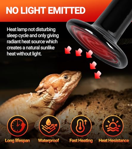REPTI ZOO 100W Reptile Heat Lamp 2Pack Ceramic Heat Emitter Night Heat Lamp Bulbs Reptile Terrarium Heat lamp Tank Heat Bulb for Turtle Bearded Dragon Gecko Lizard Snake Chicken E26 - style: 100W/2PCS
