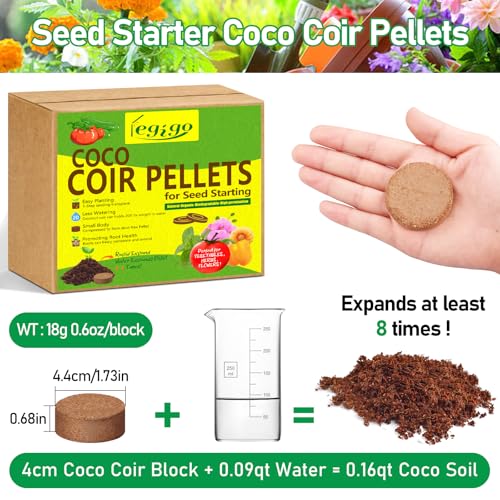 50 Pcs 40mm Coco Coir Pellets Seed Starter Soil Mix- Organic Coconut Coir Potting Soil Pods for Seedling, Coco Peat Soil Discs for Indoor & Outdoor Plants Bonsai Herbs Vegetables and Flowers - size: 40mm