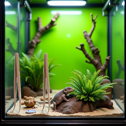 2Pcs 28cm Wood Color Angled Reptile Feeding Tongs Tweezers Bamboo Eco-Friendly Feeding Tool, Reptiles and Amphibians, Reptile Terrariums