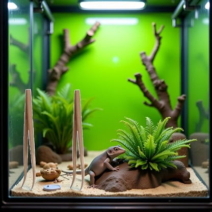 2Pcs 28cm Wood Color Angled Reptile Feeding Tongs Tweezers Bamboo Eco-Friendly Feeding Tool, Reptiles and Amphibians, Reptile Terrariums