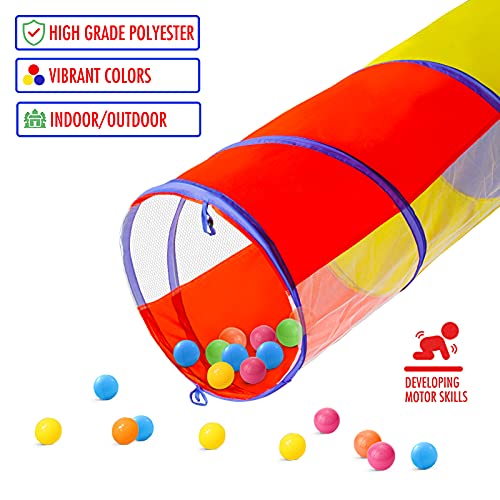 PigPigPen Kids Tunnel for Toddlers,Pop Up Play Tunnel Tent for Babies or Dogs, Indoor & Outdoor Toys for Kids Backyard Playset. (Red,Yellow,Blue Play Tent with mesh) - style: Red,yellow,blue play tent with mesh
