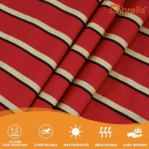Lazy Daze 12 FT Sunbrella Fabric Hammock, Non-Fading Double Outdoor Hammock | 2 Person Hammock with Pillow, Straps, Carabiners , All Weather Fade Resistant for Outside, Harwood Crimson - color: Harwood Crimson
