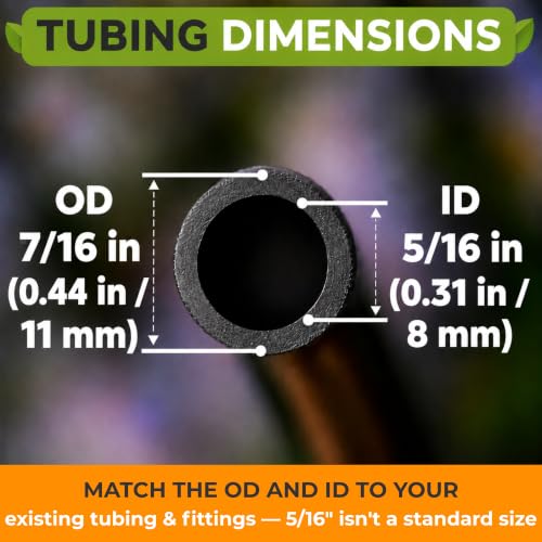 5/16" Irrigation Tubing Parts for Drip Irrigation Watering System | 100 ft PVC Mainline for Irrigation System 5/16" ID x 7/16" OD, Durable & Flexible, Replaces 1/2" Drip Poly Supply Line - size: 100 ft
