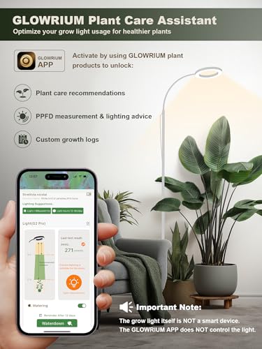 Tall Plant Grow Light for Indoor Plants, Full Spectrum Plant Light | 24W LED Grow Lamp with Single Heads, 23.5-71" Adjustable Height, 3/9/12/16H Timer, 6-Level Dimming for Large Houseplants - color: White