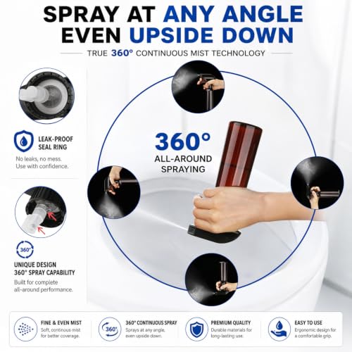 2 Pack 10oz/310ml 360° Reverse Plastic Spray Bottles | Brown Empty Spray Bottle, Adjustable Nozzle, Fine Mist Spray Bottle, for Hair Cleaning Solutions, Cooking, Plant - color: B-Brown