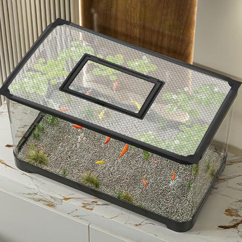 Aquarium Anti Jumping Net DIY Kit to Protect Fish from Jumping Out Tear Resistant Easy Install Tank Cover Screen- 90x60cm