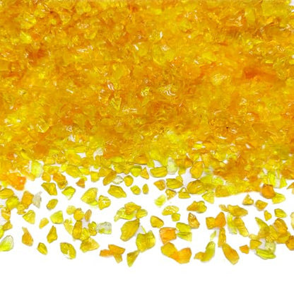 1.3 LB Crushed Glass Broken Fire Glass Pieces for Crafts,Resin Arts,Yellow | Crush Terrarium Rocks Stones for Fire Pit,Succulents,Fall Vase Fillers,Candle Holder Filler - color: Yellow