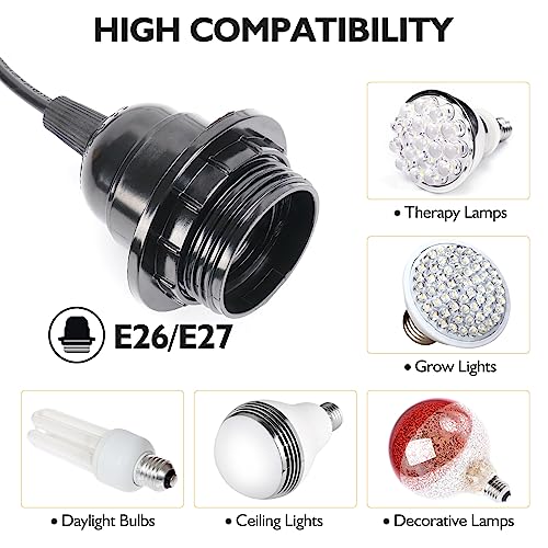 Heater Lamp Base,Heat Lamp Holder 4.75ft Hanging Lantern Pendant Light Lamp Cord Cable E26/E27 Socket (Single Lamp Base) - style: Single Lamp Base