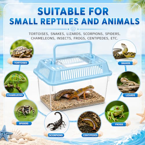 LemonRoad 25 Pcs Plastic Reptile Terrariums Carrier Cage Small Animal Terrarium Boxes 5.9" x 3.7" x 4.3" Enclosure Breeding Box Hatching Container Fish Tank with Ventilated Lid for Tarantula Spider