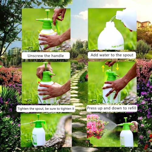 1 Pcs Garden Pump Sprayer, 0.5Gallon/68oz Hand-held Lawn Pressure Spray Bottle with Adjustable Nozzle (FKM Gasket Update) - color: Green
