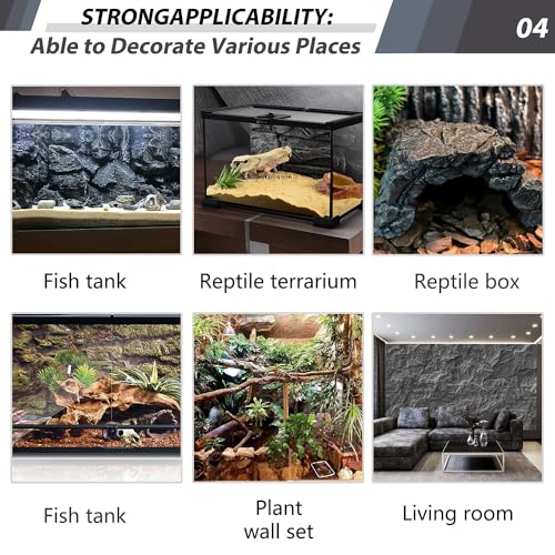 17.7x11.8in Rock Terrarium Background,3D Reptile Tank Background Board,Amphibian Stereo Backdrop Wall,Lizard Snake Gecko Spider Fish pet silo Background Decorative Panel(Paleyellow) - color: Paleyellow-17.7"*11.8"（1pcs）