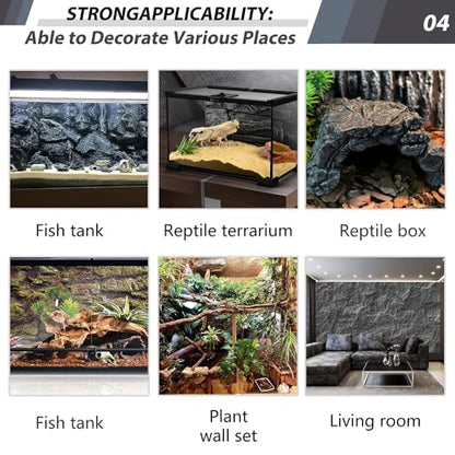17.7x11.8in Rock Terrarium Background,3D Reptile Tank Background Board,Amphibian Stereo Backdrop Wall,Lizard Snake Gecko Spider Fish pet silo Background Decorative Panel(Paleyellow) - color: Paleyellow-17.7"*11.8"（1pcs）