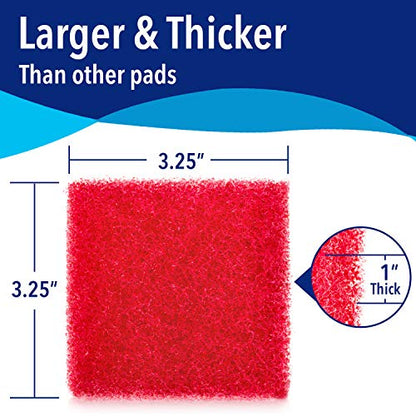 Evergreen Pet Supplies Aquarium Glass Cleaner Sponge - Non-Scratch Aquarium Glass Scrubber - Durable Tank Sponge Cleaner - Ergonomic Fish Tank Pad - Pack of 4, Red, 3.25 in x 3.25 in x 1 in
