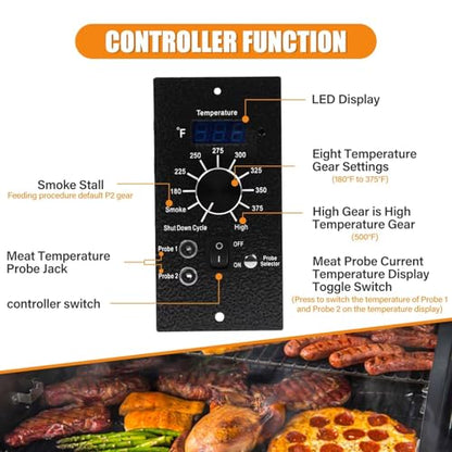 Digital Pro Controller for Traeger Wood Pellet Grills, Replacement Parts Kit BAC365 Thermostat Control Panel with 2PC Waterproof Meat Probe and 7" RTD Temperature Sensor Smoker Accessories - style: BAC365 Controller Kit