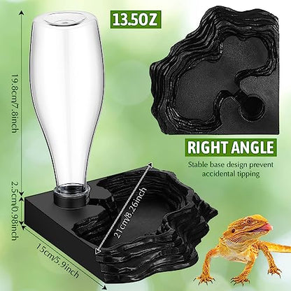Mumufy Reptile Water Feeder, 2 Pack, Automatic Water Dispenser, 13.5Oz, for Bearded Dragon, Terrarium, Turtle, Geckos, Frog - color: black, clear