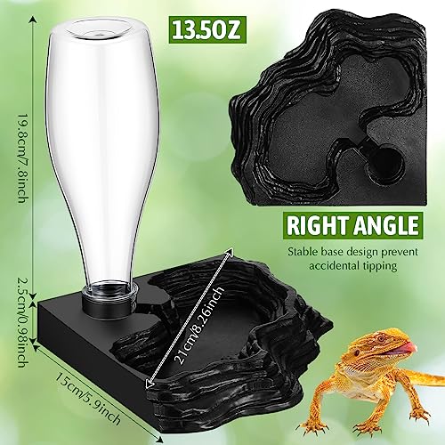 Mumufy Reptile Water Feeder, 2 Pack, Automatic Water Dispenser, 13.5Oz, for Bearded Dragon, Terrarium, Turtle, Geckos, Frog - color: black, clear