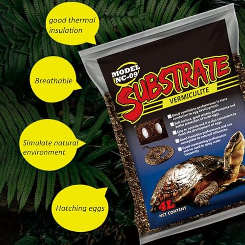 Hamiledyi Reptile Substrate Vermiculite Bedding Snake Hibernant moisturizing Soil Terrarium Bedding for Snake Tortoise Lizard Hatching Eggs(4.2Quart/4L) - size: M-4L