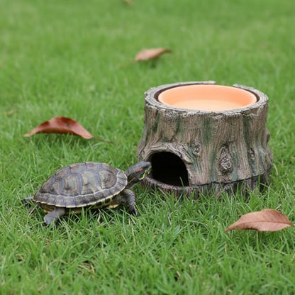 3 in 1 Reptile Hide Cave with Detachable Base & Humidity Dish, Essential Terrarium Decor for Crested Gecko, Leopard Gecko, Lizard, Snake, Crabs