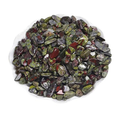 Erliway 7-9mm Dragon Bloodstone Healing Crystal Chips for Crafts, 100g | Natural Crushed Crystal Stones Tumbled Chips for Vase Filler Aquarium Gravel, Meditation Chakra Balancing, Candle DIY Making - color: Dragon Bloodstone