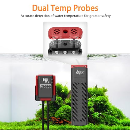 AQQA Aquarium Heater 100W for 8-20 Gal Fish Tank Heater PTC Betta Fish Heater Submersible Turtle Tank Heater with External Digital Controller (100W for 8-20Gal) - size: 100W for 8-20Gal