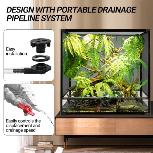 REPTI ZOO 100 Gallon Extra Tall Large Reptile Tank, 36x18x36 Vertical Reptile Terrarium, Chameleon Cage with Screen Ventilation, Water-Land Turtle Tortoise Aqua Terrarium with Drainage Pipe