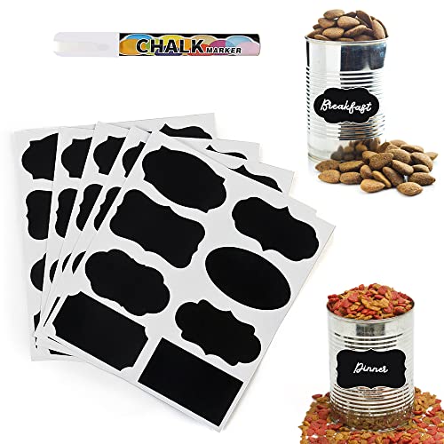 96 Pack Chalk Label, for Marking Kids, Dog, Cat, Ferret Treats, Bottles & Kitchen Food Containers, Includes Writing Pen