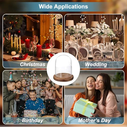 uxcell Glass Cloche Display Dome, 4.7" x 3.5" Glass Dome Display Case, Wood - size: 4.7" x 3.5"