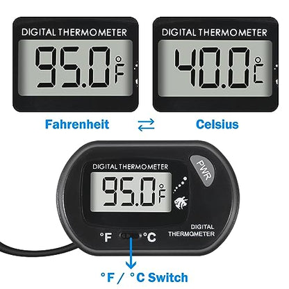 Digital Aquarium Thermometer with LCD Display - Water-Resistant Sensor Probe and Suction Cup for Fish and Reptile Tanks (Fahrenheit/Celsius) - size: 1 PCS