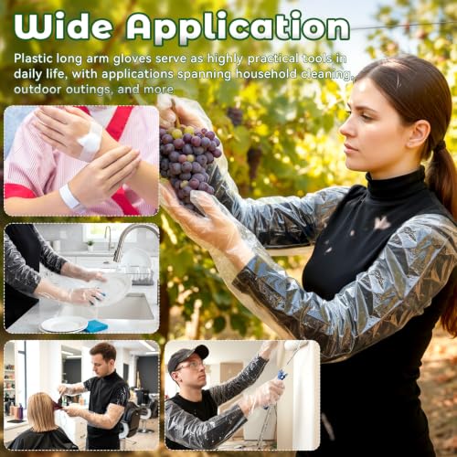 50 Pcs Plastic Long Arm Gloves, 35.4 in Veterinary Insemination Glove | Long Shoulder Length Disposable Gloves for Field Dressing Gutting