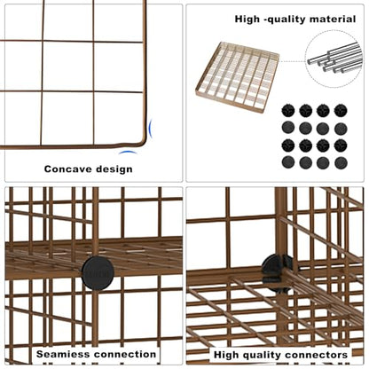 C&AHOME Wire Cube Storage, 12 - Cube Organizer Metal C Grids, Closet, Brown | Modular Shelves Units Storage Bins Shelving Bookshelf Shelf Cabinet - color: Brown