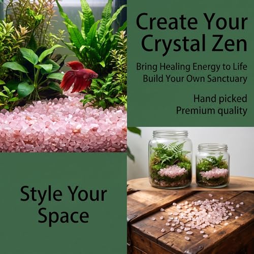 Rose Quartz & Clear Quartz Crystal Chips 1lb (1200+ Pcs)-5-8mm Love & Clarity Mix, Healing Stones for Plants, Aquarium, Crafts, DIY & Gifts - color: Rose Quartz & Clear Quartz, size: 1LB