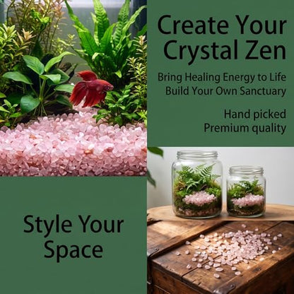 Rose Quartz & Clear Quartz Crystal Chips 1lb (1200+ Pcs)-5-8mm Love & Clarity Mix, Healing Stones for Plants, Aquarium, Crafts, DIY & Gifts - color: Rose Quartz & Clear Quartz, size: 1LB
