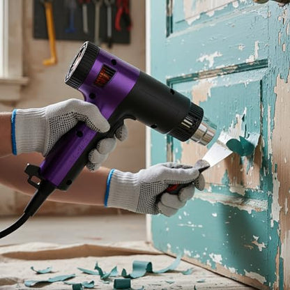 1800W Heat Gun (122℉-1202℉) with 4 Nozzles & Temp Control | Hot air tool with 2 fan speeds & built-in overload protection for safe, precise vinyl wrapping, resin DIY & shrink tubing.